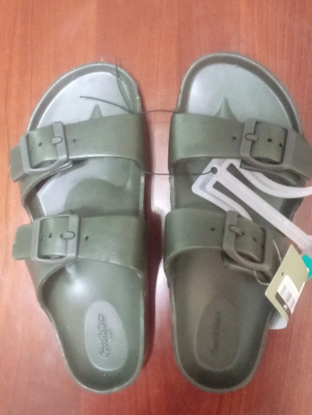 Goodfellow Men's Olive Green Double-Buckle Slide Sandals Sz 8 NWT